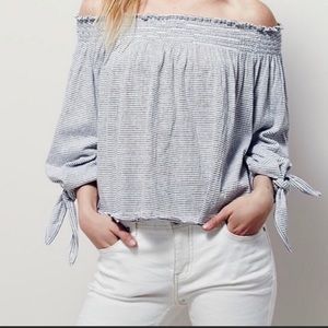 Free People Black and White off the shoulder top